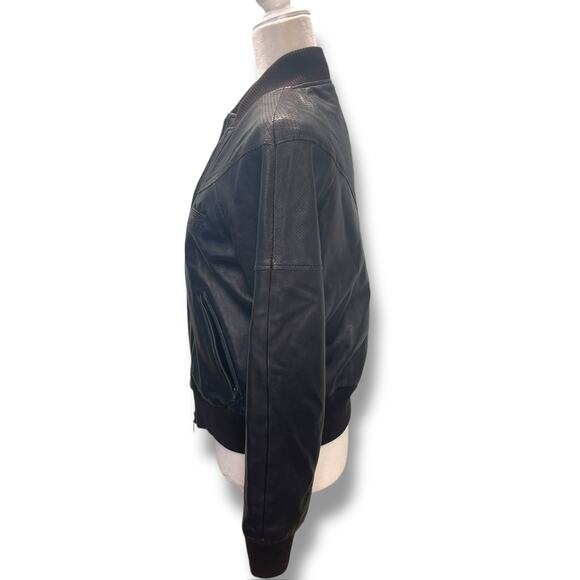 Vintage Adidas Mens Leather Bomber Jacket Black Size 36 - Picture 4 of 8